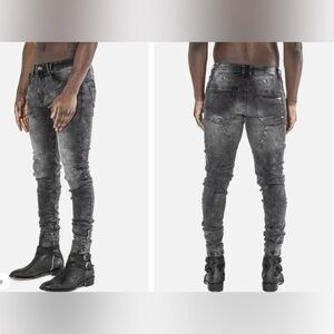 Kollar Mens 203 Rockstars Skinny Jeans Size 30 Acid Grey Stretch